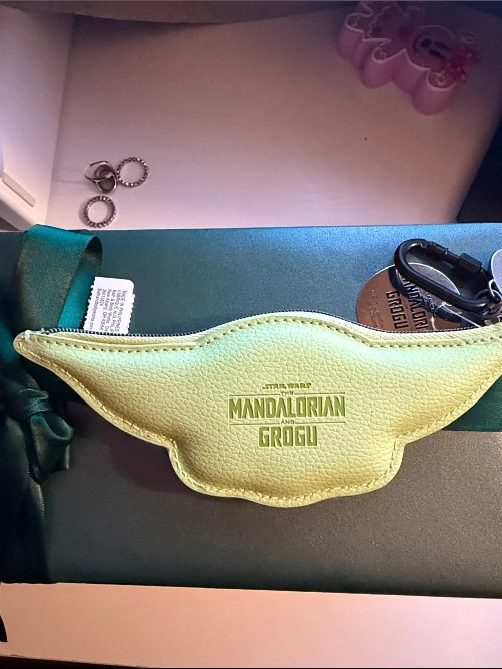 Bath & Body Works Grogu Face Wristlet Pouch - Light Green & Tan